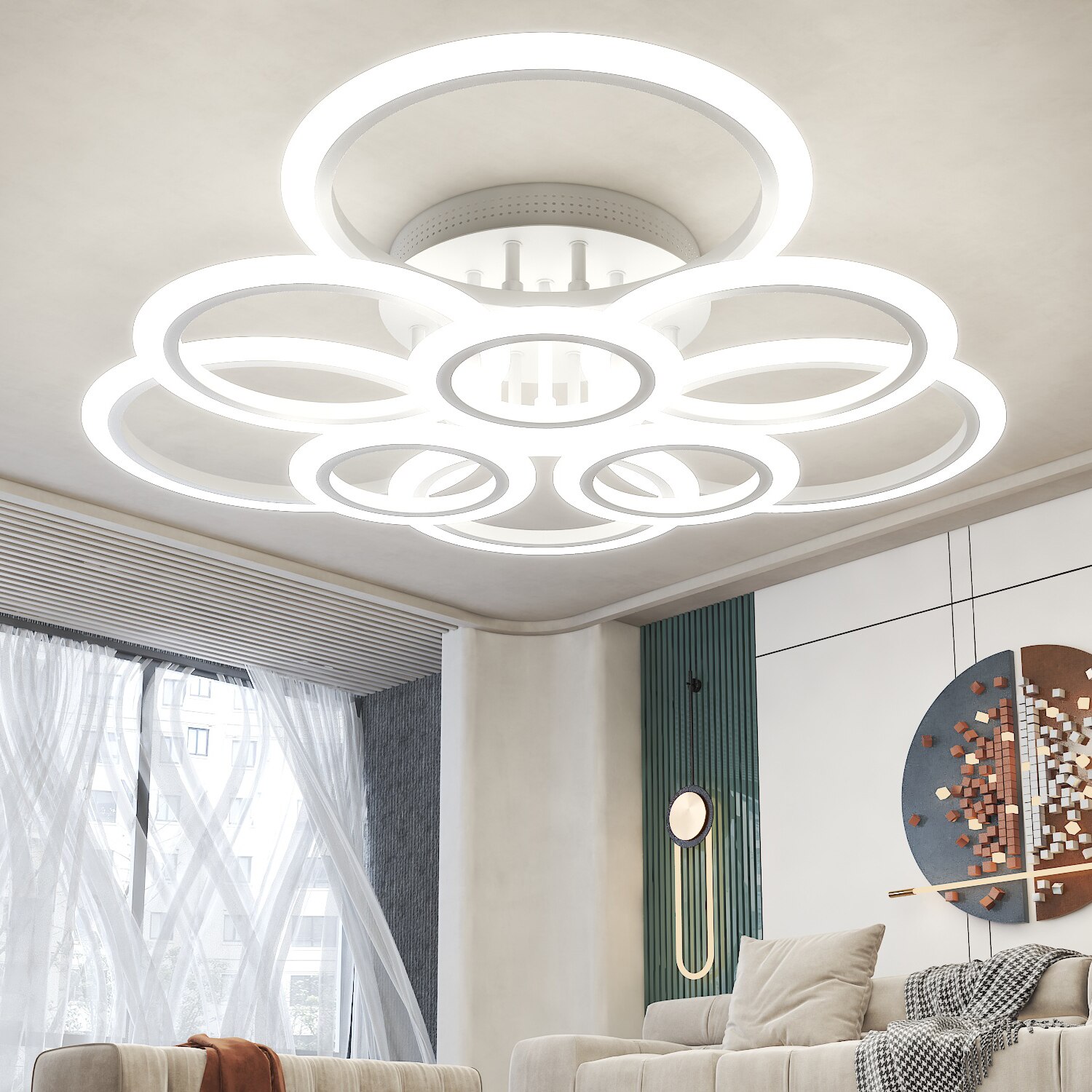 Modern Led Ceiling Light Fixture Smart Remote Stepless Dimming Chandelier 120W Ceiling Lamp for Living Room Bedroom Dining Room - Images 21