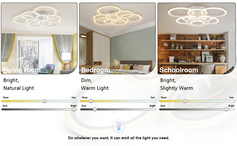 Modern Led Ceiling Light Fixture Smart Remote Stepless Dimming Chandelier 120W Ceiling Lamp for Living Room Bedroom Dining Room - Images 18
