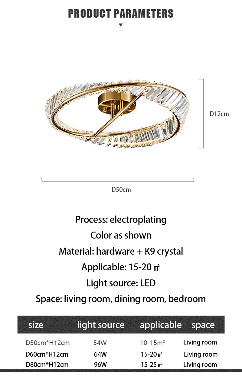 Modern LED Luxury Crystal Ceiling Lights for Living Room Bedroom Kitchen Decoration Chandeliers Home Indoor Ceiling Lamps Lustre - Images 16