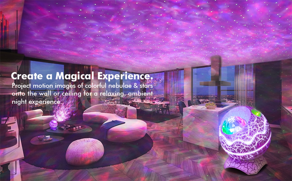 Máy Chiếu NEFERTITI Ngôi Sao Trứng Khủng Long Máy Chiếu Galaxy Tiếng Ồn Trắng Loa Bluetooth LED Đèn Ngủ Cho Trẻ Em Trang Trí Phòng Quà Tặng - Ảnh 2