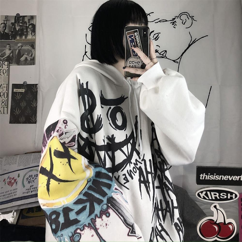 Men Spring Autumn Funny Punk Hoodies Tops Females Clothes Hoodie Gothic Japan Cartoon Hip Hop Hoodie Sweatshirt Oversize