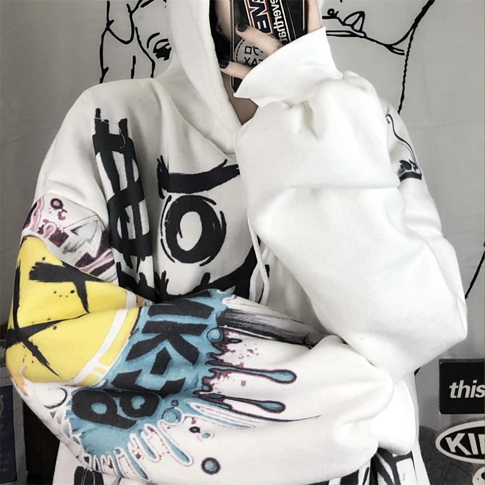 Men Spring Autumn Funny Punk Hoodies Tops Females Clothes Hoodie Gothic Japan Cartoon Hip Hop Hoodie Sweatshirt Oversize