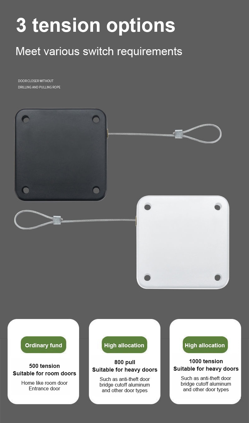 Multifunctional Automatic Door Closer Punch-Free Automatic Sensor Door Closer For Office Kitchen Bathroom Bedroom Doors - Images 13