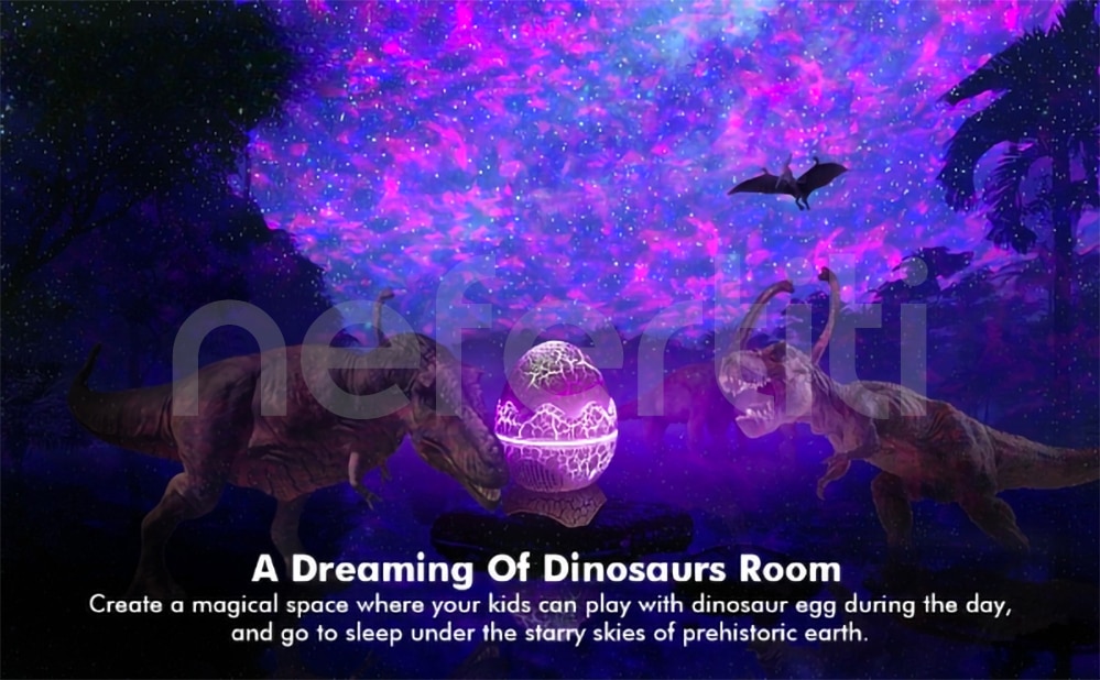 NEFERTITI Star Projector Dinosaur Eggs Galaxy Projector White Noise Bluetooth Speaker LED Night Lights for Kids Room Decor Gifts - Images 1