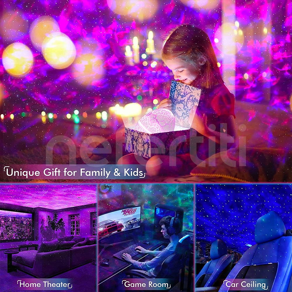NEFERTITI Star Projector Dinosaur Eggs Galaxy Projector White Noise Bluetooth Speaker LED Night Lights for Kids Room Decor Gifts