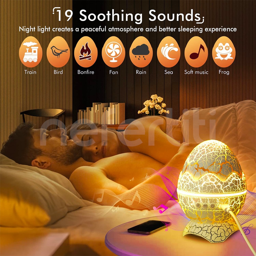 NEFERTITI Star Projector Dinosaur Eggs Galaxy Projector White Noise Bluetooth Speaker LED Night Lights for Kids Room Decor Gifts