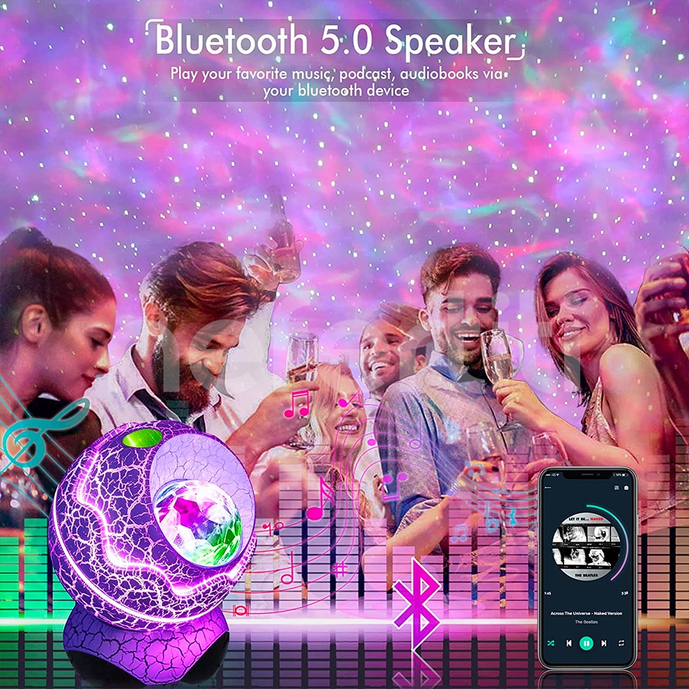 NEFERTITI Star Projector Dinosaur Eggs Galaxy Projector White Noise Bluetooth Speaker LED Night Lights for Kids Room Decor Gifts