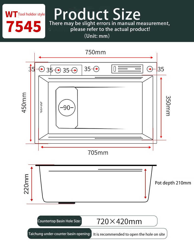 Nhà Bếp Bằng Thép Không Gỉ 304 Thác Tản Màn Hình Hiển Thị Kỹ Thuật Số Lớn Đơn Chậu Rửa Chén Đa Năng Cảm Ứng Thác Nước - Ảnh 3