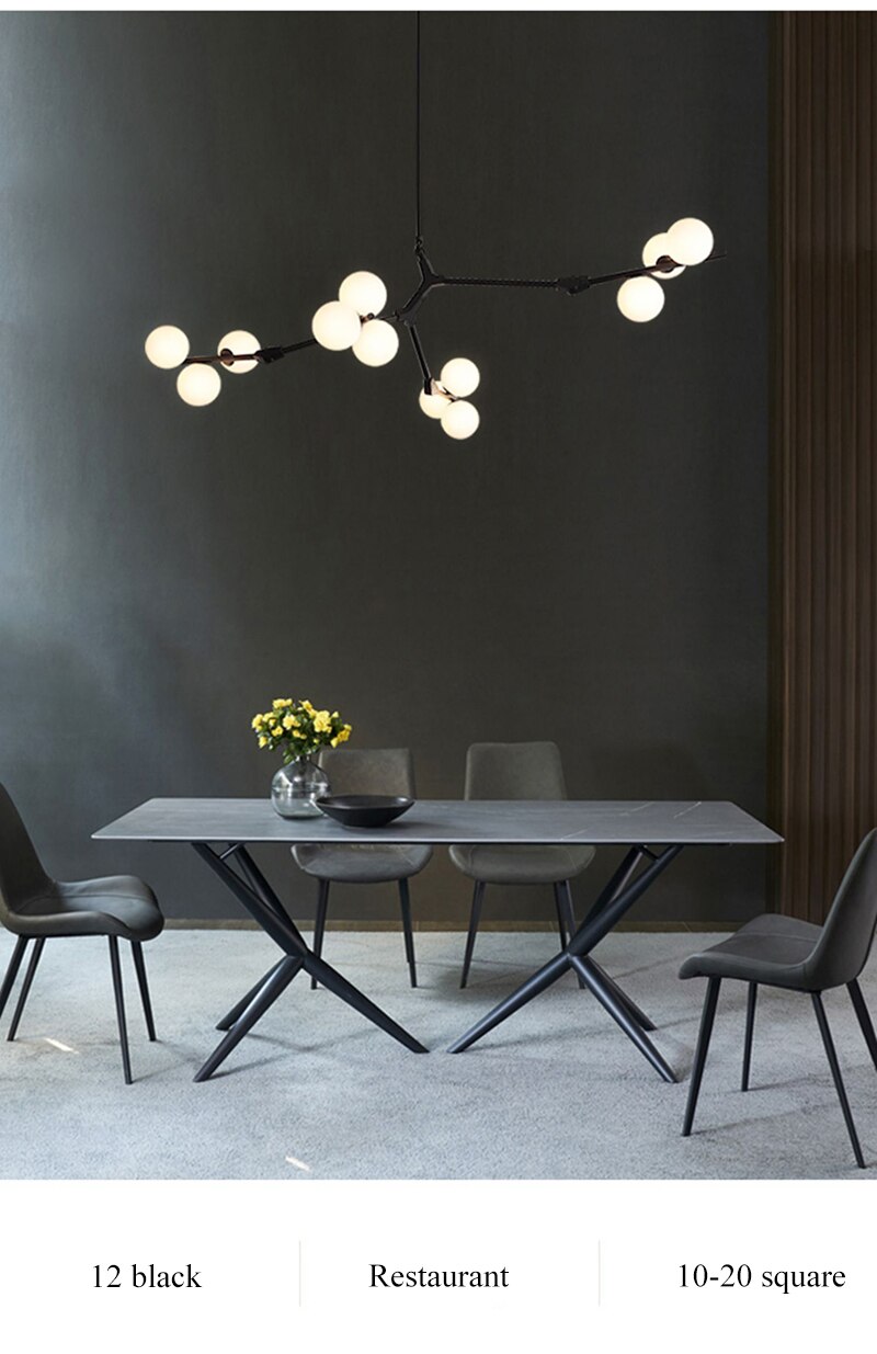 Nordic Black Gold Pendant Light Glass Led Chandelier Living Room Decoration Dining Room Bedroom Indoor Lighting - Images 16