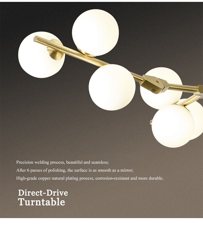 Nordic Black Gold Pendant Light Glass Led Chandelier Living Room Decoration Dining Room Bedroom Indoor Lighting - Images 10