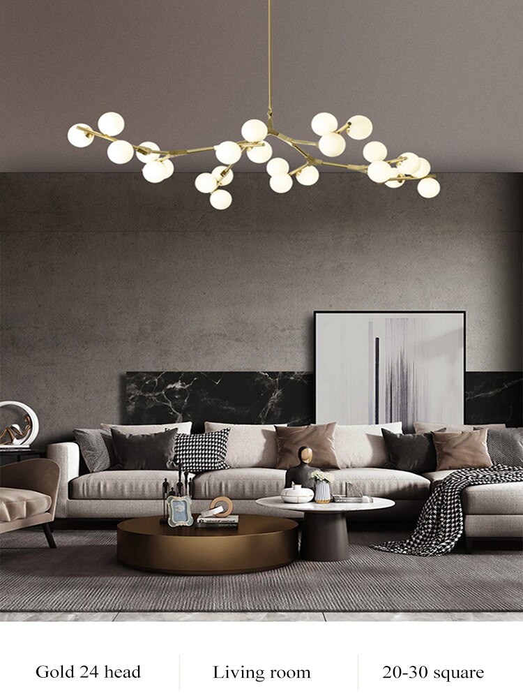 Nordic Black Gold Pendant Light Glass Led Chandelier Living Room Decoration Dining Room Bedroom Indoor Lighting - Images 18