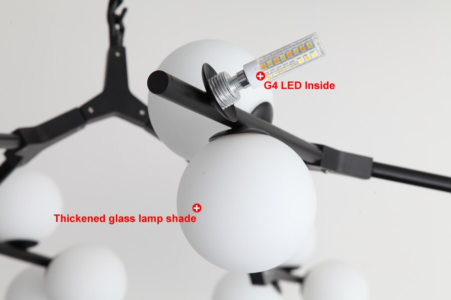 Nordic Black Gold Pendant Light Glass Led Chandelier Living Room Decoration Dining Room Bedroom Indoor Lighting - Images 8