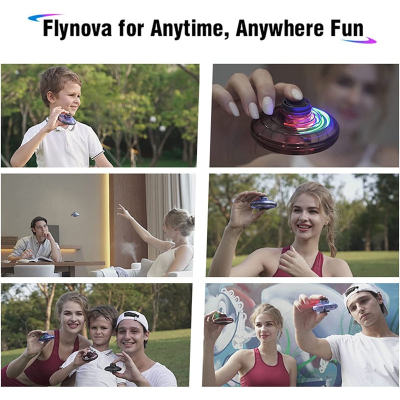 Original Flynova Mini UFO Boomerang Flying Spinner Ball Magic Fidget Toy LED Light Spinner Drone