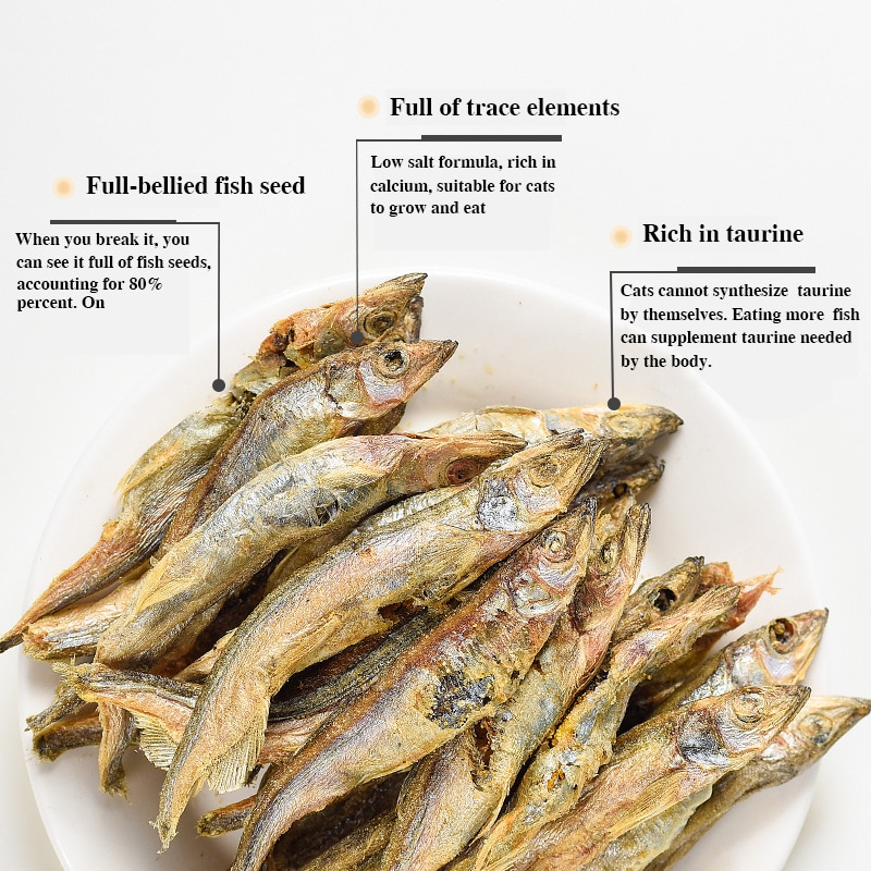 Pet freeze-dried snacks spring fish cat dog snacks with seeds spring fish dried freeze-dried meat