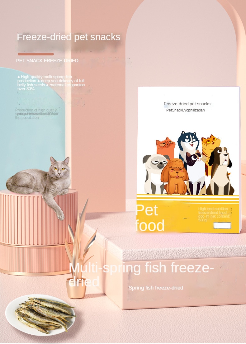 Pet freeze-dried snacks spring fish cat dog snacks with seeds spring fish dried freeze-dried meat - Images 2
