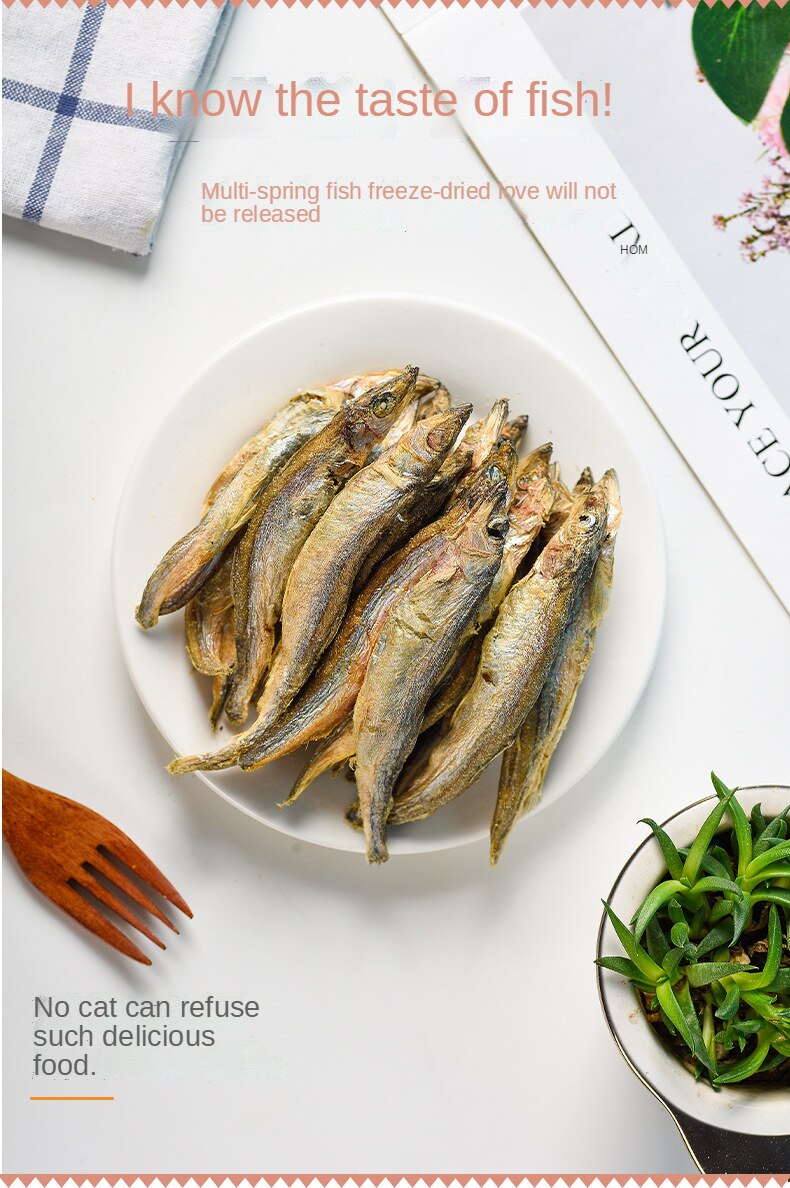 Pet freeze-dried snacks spring fish cat dog snacks with seeds spring fish dried freeze-dried meat - Images 5