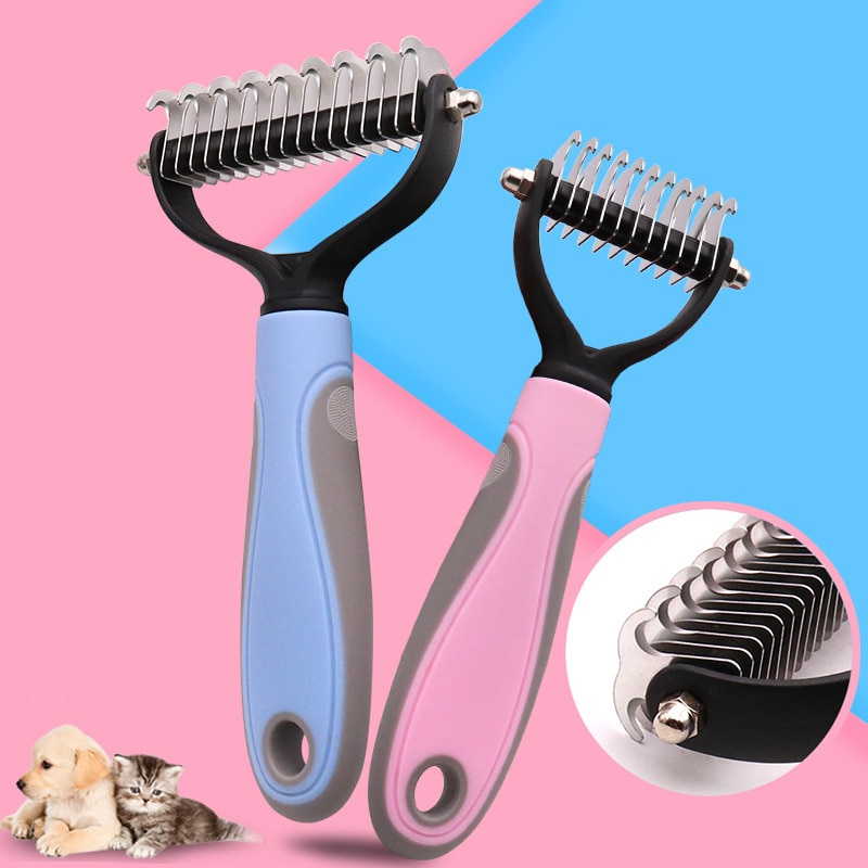 Pets Fur Knot Cutter Dog Grooming Shedding Tools Pet Cat Hair Removal Comb Brush Double sided Pet Products Suppliers - Images 9