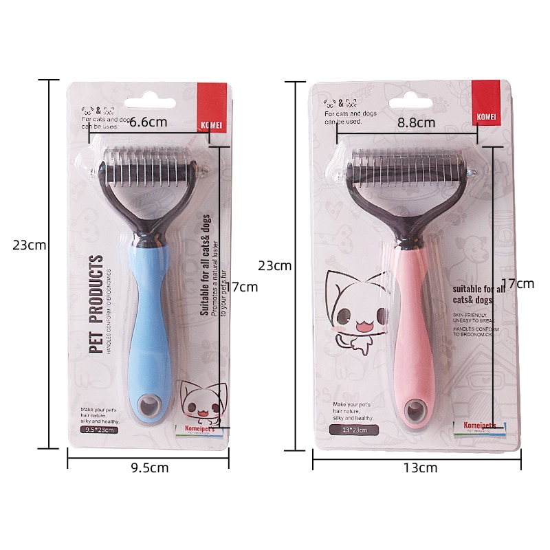 Pets Fur Knot Cutter Dụng cụ chải lông cho chó Chải lông cho mèo Pet Cat Hair Removal Comb Brush Nhà cung cấp sản phẩm vật nuôi hai mặt - Ảnh 12