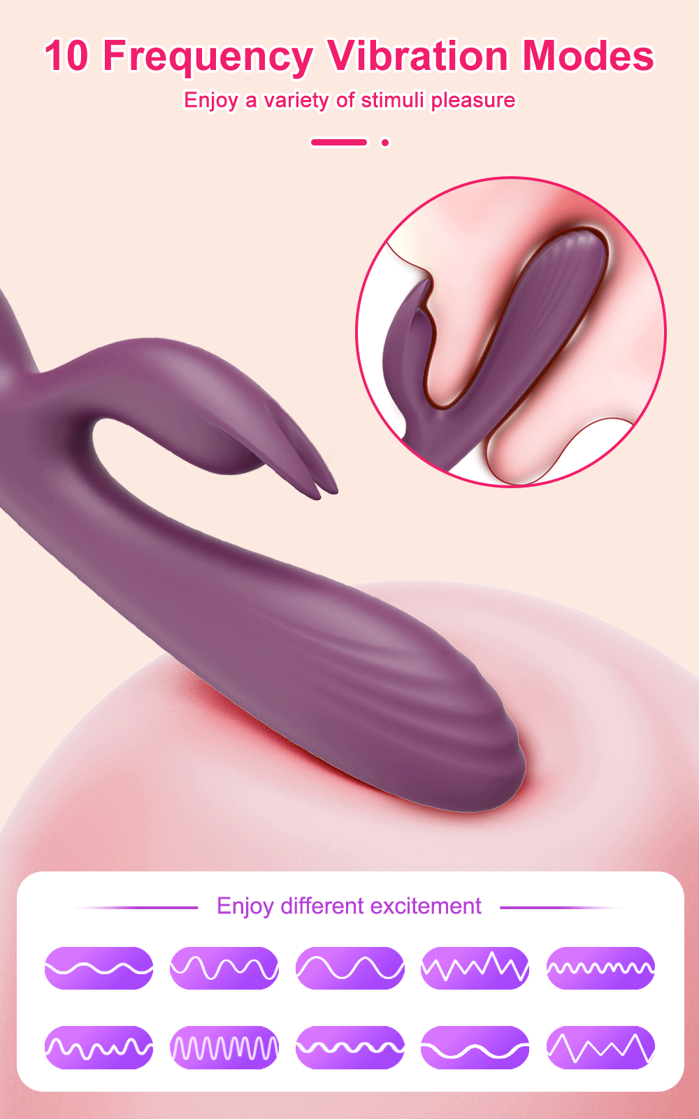 Powerful G Spot Rabbit Vibrator Female Clitoris Nipple Dual Stimulator Massager 2 in 1 Dildo Sex Toys Shop Adult Goods for Women - Images 4
