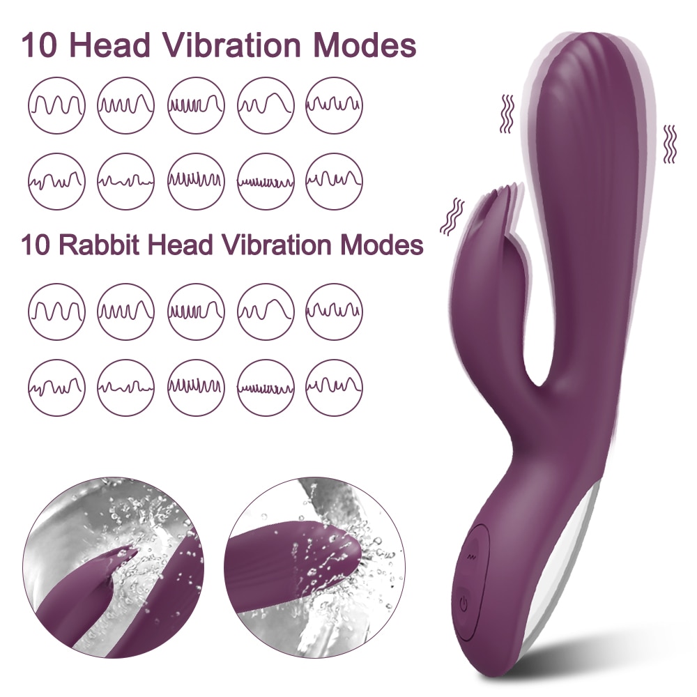Powerful G Spot Rabbit Vibrator Female Clitoris Nipple Dual Stimulator Massager 2 in 1 Dildo Sex Toys Shop Adult Goods for Women