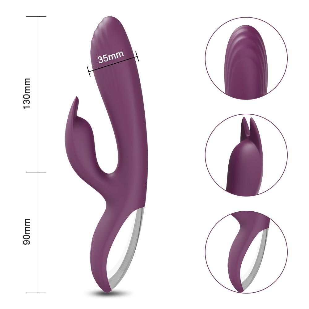 Powerful G Spot Rabbit Vibrator Female Clitoris Nipple Dual Stimulator Massager 2 in 1 Dildo Sex Toys Shop Adult Goods for Women