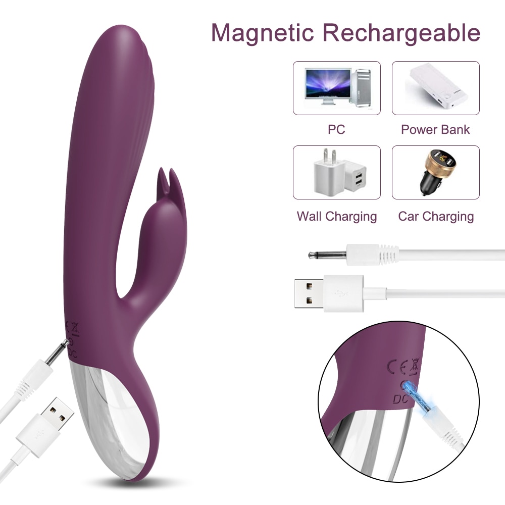 Powerful G Spot Rabbit Vibrator Female Clitoris Nipple Dual Stimulator Massager 2 in 1 Dildo Sex Toys Shop Adult Goods for Women