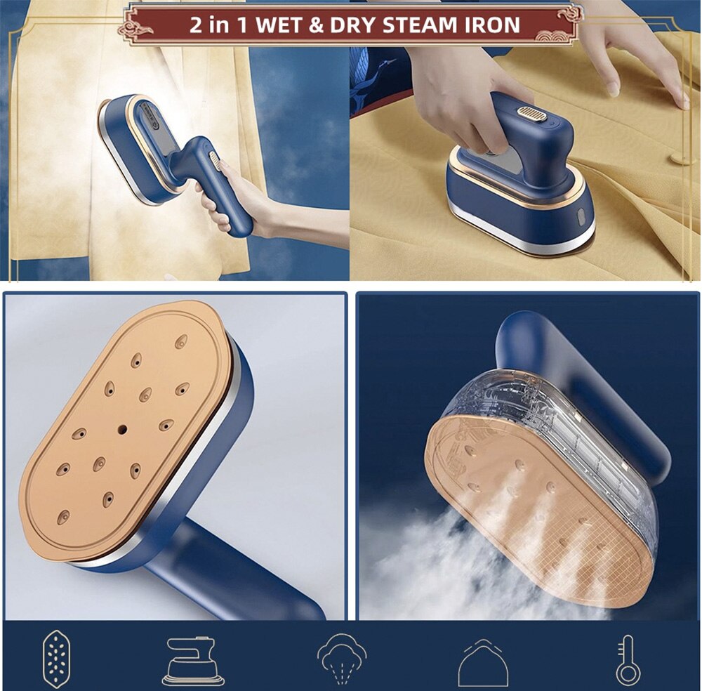 REUP Portable Garment Steamers Steam Iron for Clothes Wet Dry Hand Held Ironing Machine 15s Fast-Heat Cleaner 1200w Ironing - Images 4