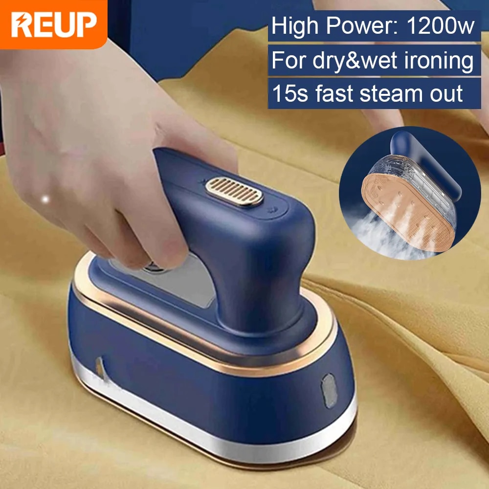 REUP Portable Garment Steamers Steam Iron for Clothes Wet Dry Hand Held Ironing Machine 15s Fast-Heat Cleaner 1200w Ironing