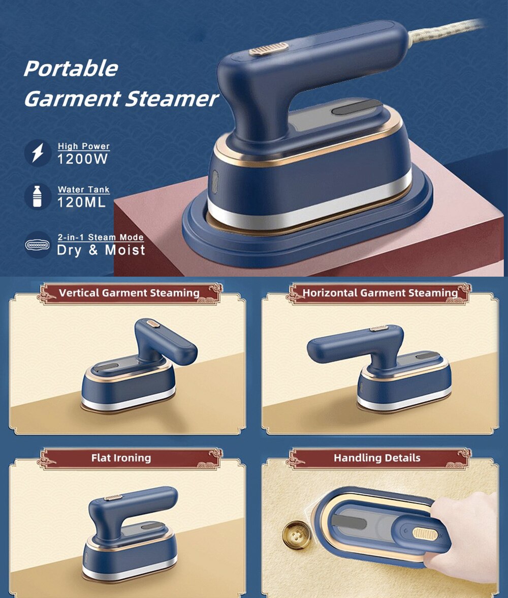 REUP Portable Garment Steamers Steam Iron for Clothes Wet Dry Hand Held Ironing Machine 15s Fast-Heat Cleaner 1200w Ironing - Images 3