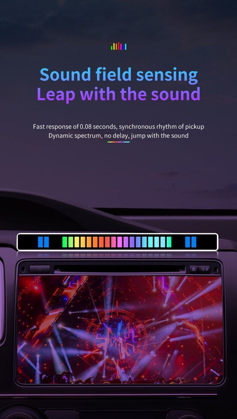 RGB Sound Control Synchronous Rhythm Light Colorful Music Atmosphere Lamp Car Desktop Induction Creative LED Pickup Light - Images 10