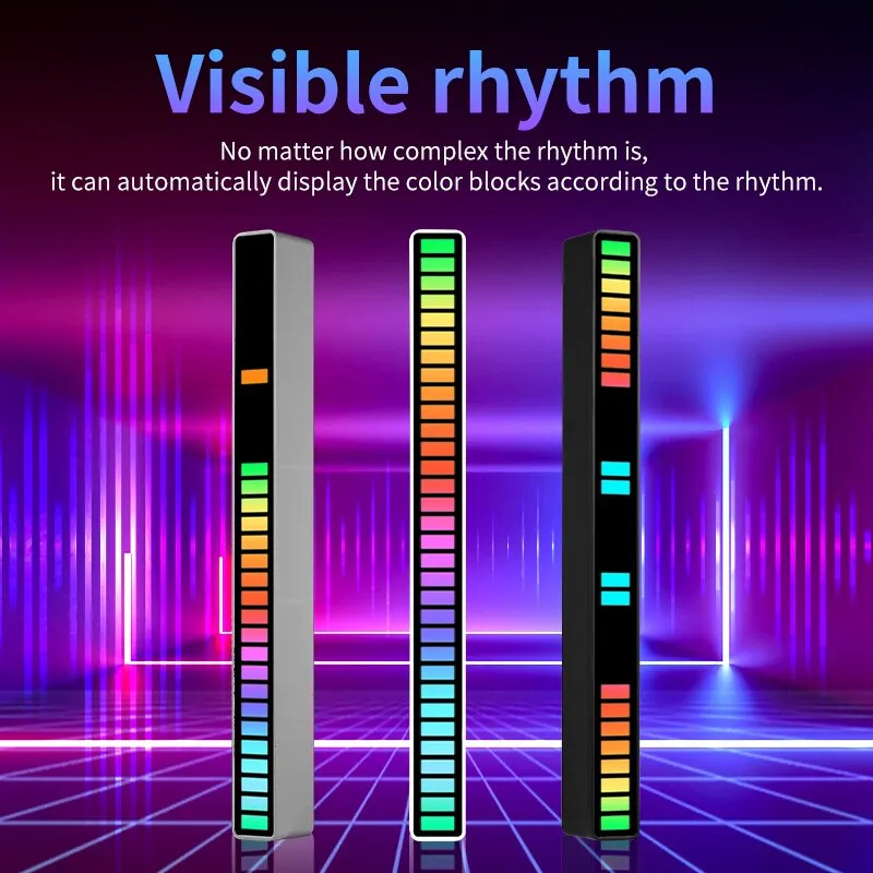 RGB Sound Control Synchronous Rhythm Light Colorful Music Atmosphere Lamp Car Desktop Induction Creative LED Pickup Light