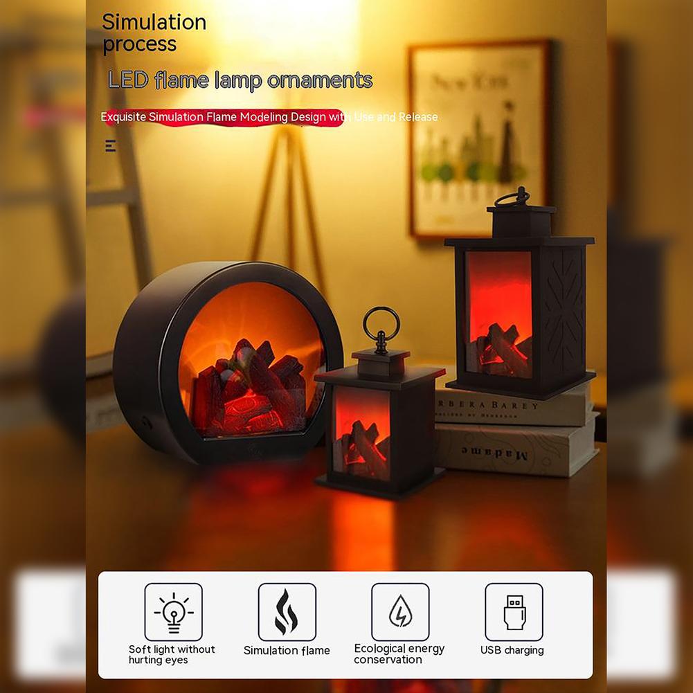 Romantic Led Lamp Simulation Flame Design Fireplace Ornaments For Home Garden Villa Park Decoration Room Decor Night Light Gift - Images 5