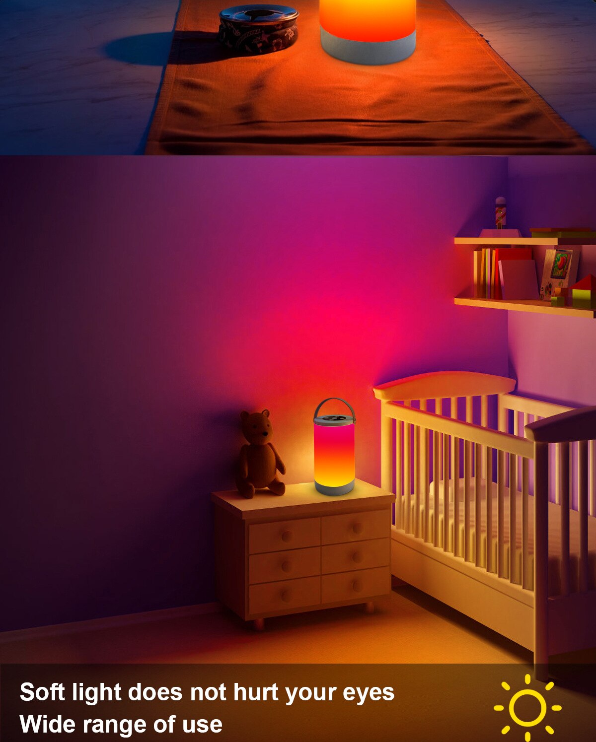 Sáng Tạo Sạc USB Đèn Ngủ LED RGB + Trắng Bầu Không Khí Trang Trí Để Bàn Phòng Ngủ Đầu Giường Neon Đèn Cắm Trại Di Động đèn - Ảnh 8