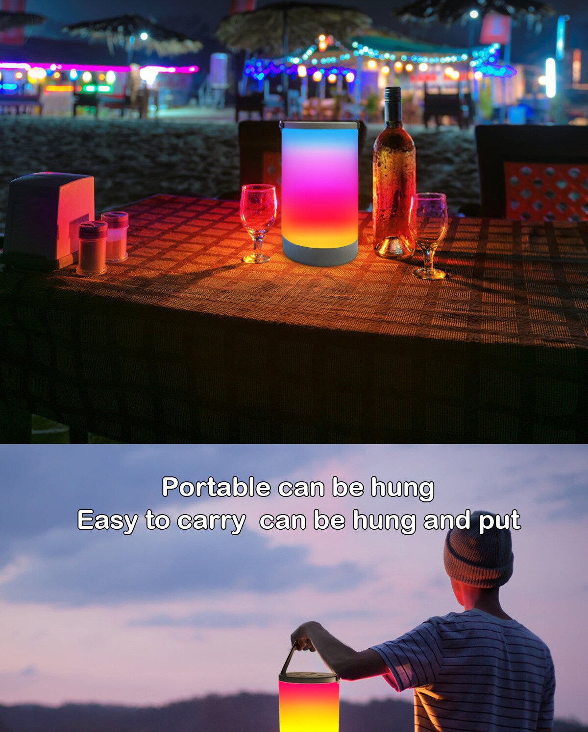 Sáng Tạo Sạc USB Đèn Ngủ LED RGB + Trắng Bầu Không Khí Trang Trí Để Bàn Phòng Ngủ Đầu Giường Neon Đèn Cắm Trại Di Động đèn - Ảnh 6