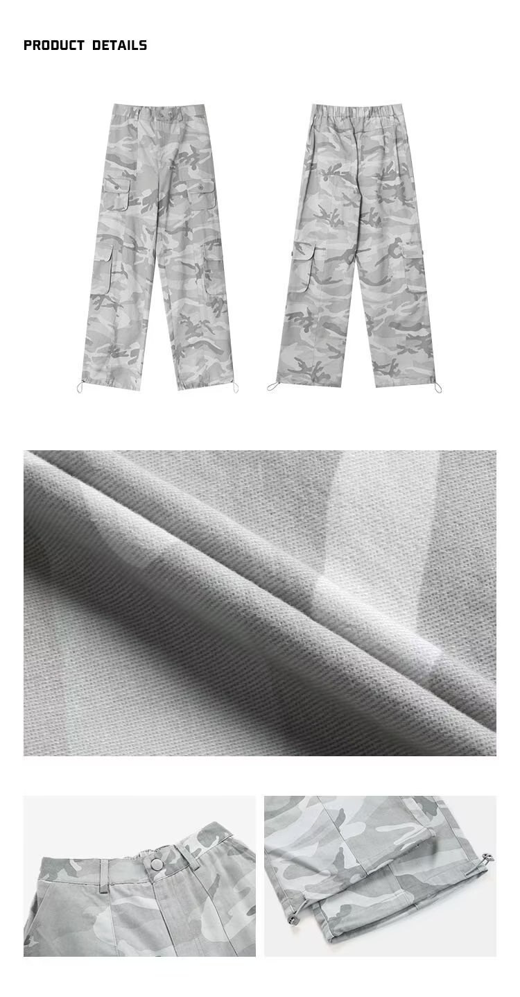 Spring And Autumn Spice Girls High Street Loose Outing Daily Pants Camouflage Print Drawstring Pocket Design Overalls - Images 6