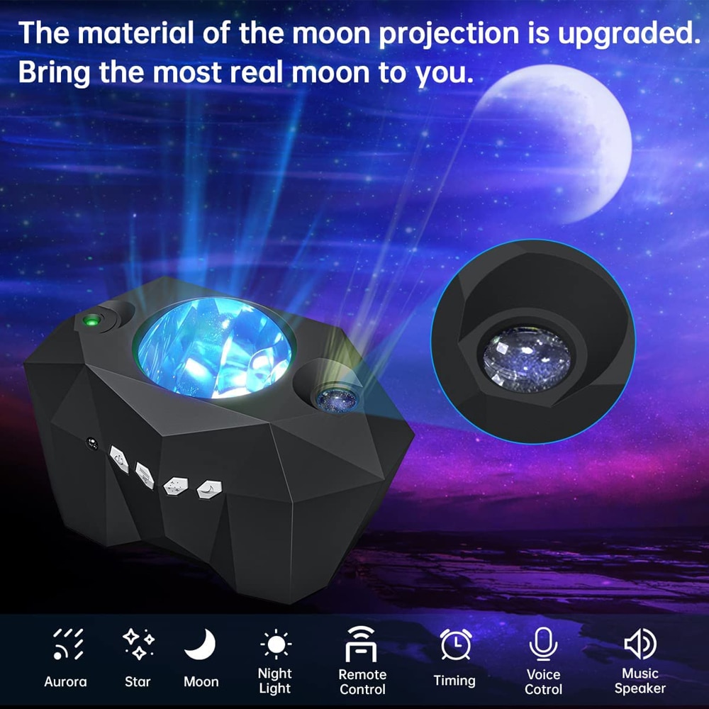 Star Lights Aurora Galaxy Moon Projector with Remote Control Sky Night Lamps Kids Adults Gifs Bluetooth Music Speaker Home Decor