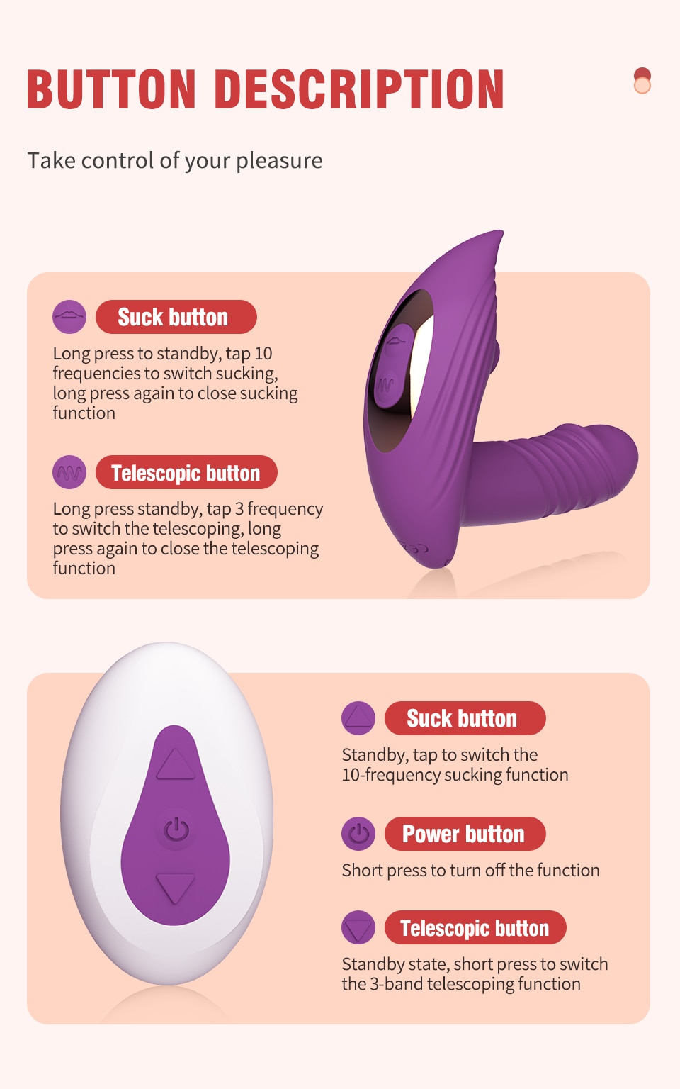 Sucking Vibrators for women Wireless Remote Control Telescopic Vibrating Clit Sucker Sex Toys for Women Female Masturbation - Images 13