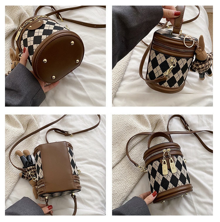 Thương Hiệu Thiết Kế Cao Cấp Túi Đeo Vai Nữ Công Suất Lớn Túi Họa Tiết Hình Học Túi Xách Retro Túi Bucket - Ảnh 6