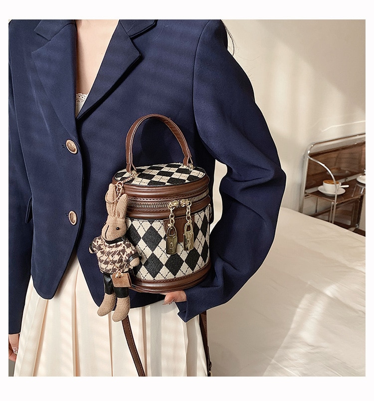 Thương Hiệu Thiết Kế Cao Cấp Túi Đeo Vai Nữ Công Suất Lớn Túi Họa Tiết Hình Học Túi Xách Retro Túi Bucket - Ảnh 18