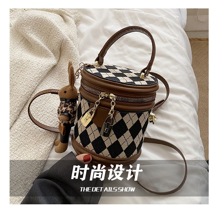 Thương Hiệu Thiết Kế Cao Cấp Túi Đeo Vai Nữ Công Suất Lớn Túi Họa Tiết Hình Học Túi Xách Retro Túi Bucket - Ảnh 8