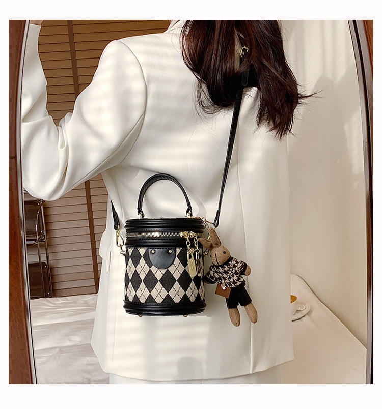 Thương Hiệu Thiết Kế Cao Cấp Túi Đeo Vai Nữ Công Suất Lớn Túi Họa Tiết Hình Học Túi Xách Retro Túi Bucket - Ảnh 17