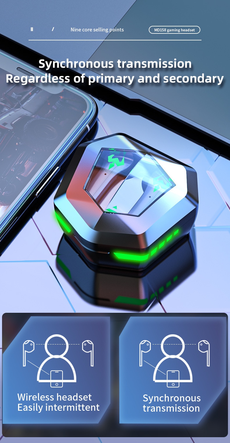 Tai nghe TWS Tai nghe không dây Bluetooth Tai nghe nhạc có độ trễ cực thấp Tai nghe HD Gọi Chế độ kép Tai nghe chơi game có Mic - Ảnh 9