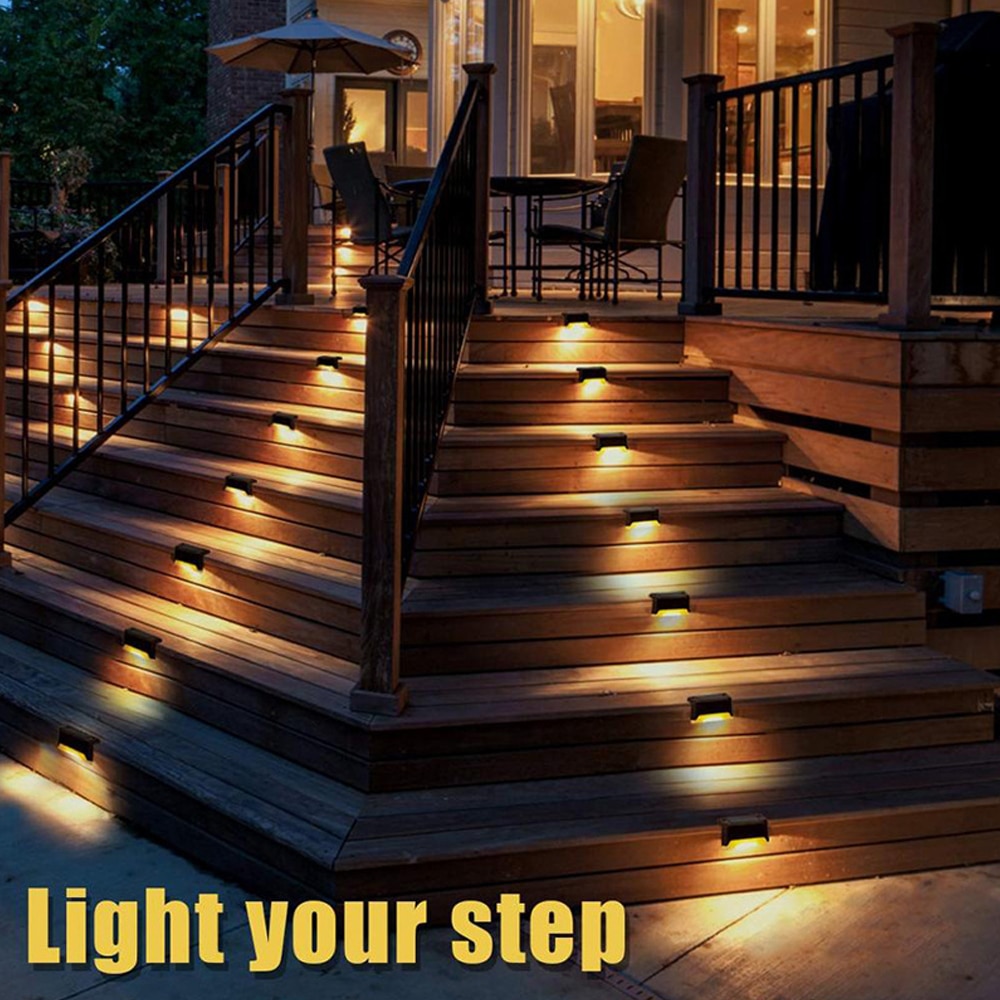Warm White LED Solar Step Lamp Path Stair Outdoor Garden Lights Waterproof Balcony Light Decoration for Patio Stair Fence Light - Images 4