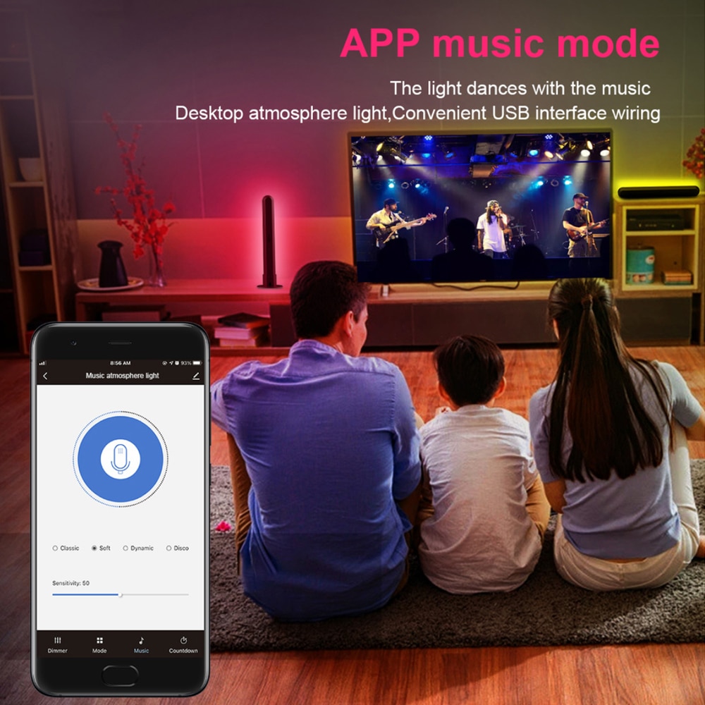WiFi Thông Minh LED Thanh Ánh Sáng RGB Khí Quyển Ánh Sáng Âm Nhạc Đồng Bộ 12 Chế Độ Treo Tường TV Máy Tính Trang Trí Phòng Đèn Ngủ - Ảnh 11