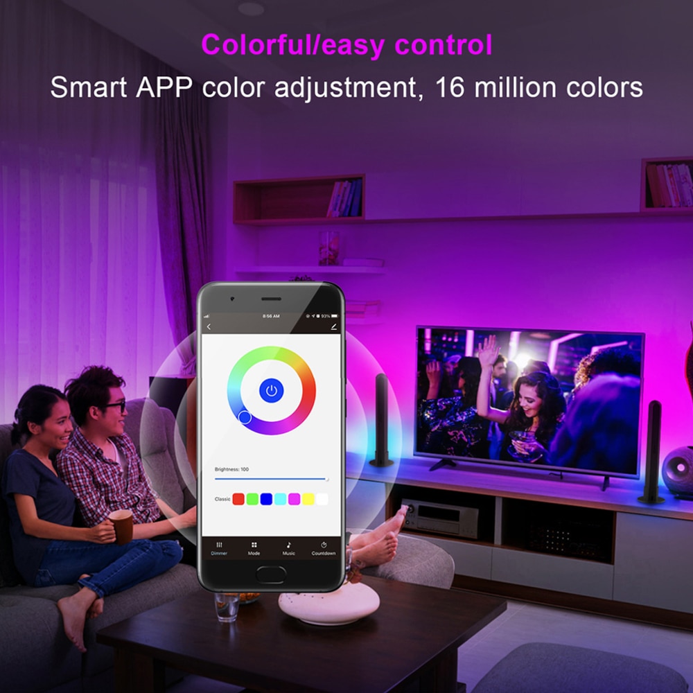 WiFi 스마트 LED 라이트 바 RGB 분위기 라이트 음악 동기화 12 모드 TV 벽 컴퓨터 게임 룸 장식 야간 조명 - imaget 14