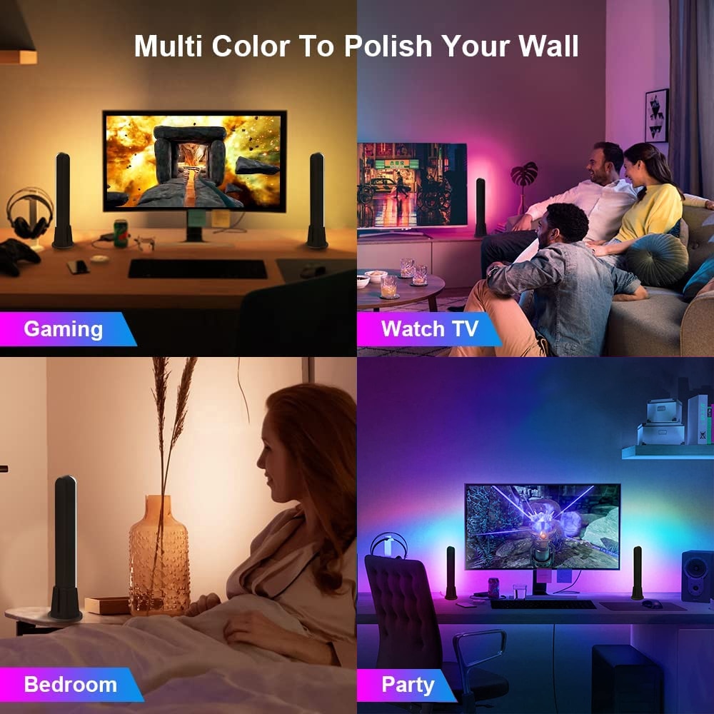 WiFi 스마트 LED 라이트 바 RGB 분위기 라이트 음악 동기화 12 모드 TV 벽 컴퓨터 게임 룸 장식 야간 조명