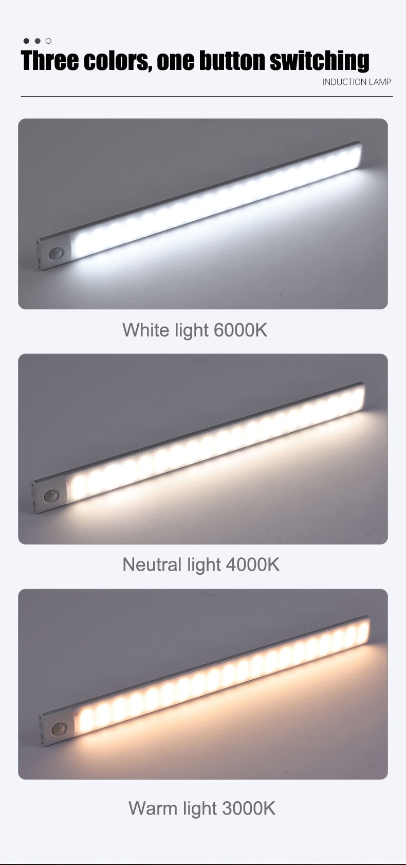 Xiaomi 야간 조명 모션 센서 무선 LED USB 충전식 벽 램프 3 색 디밍 야간 램프 장식 침실 캐비닛 - imaget 15