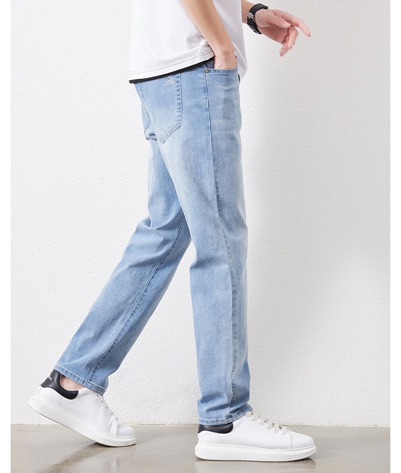 남성 스트레치 슬림 루즈 스트레이트 청바지 28-48 플러스 사이즈 봄 새로운 얇은 바지 패션 브랜드 품질 모든 경기 캐주얼 바지 - imaget 15