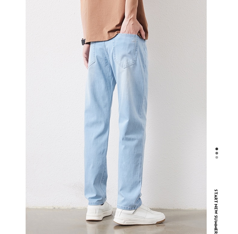 남성 스트레치 슬림 루즈 스트레이트 청바지 28-48 플러스 사이즈 봄 새로운 얇은 바지 패션 브랜드 품질 모든 경기 캐주얼 바지 - imaget 13