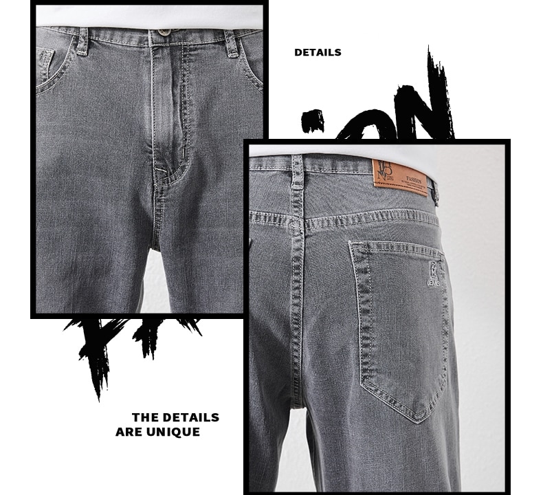 남성 스트레치 슬림 루즈 스트레이트 청바지 28-48 플러스 사이즈 봄 새로운 얇은 바지 패션 브랜드 품질 모든 경기 캐주얼 바지 - imaget 7